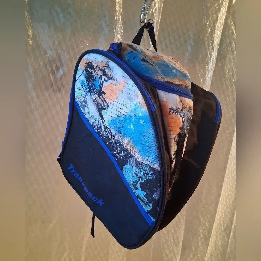 Transpack Ice Skate Blue and Black Graphic Backpack NWOT